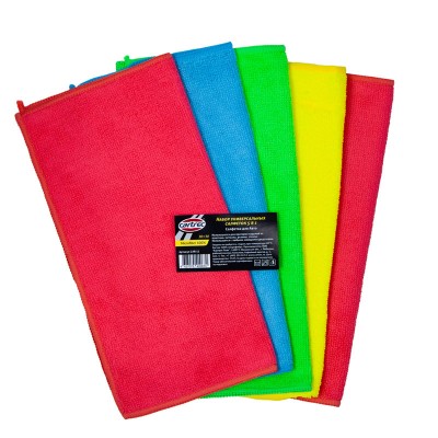 Набор универсальных салфеток 5 в 1 30х30* см 5 штук в упаковке.Цвета: Желтый, Красный, Зеленый, Синий